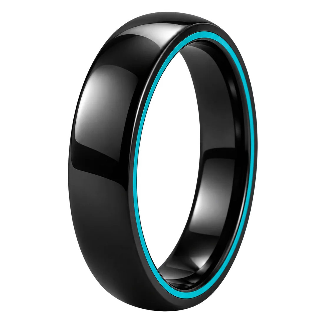Slim ceramic payment ring with turquoise accent